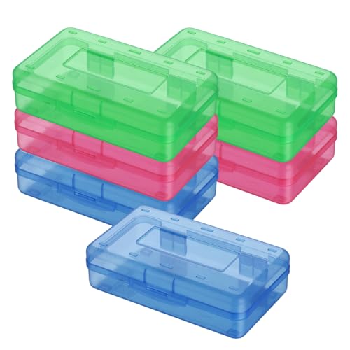 Crayon Box, 6PCS Plastic Bleistiftbox, 8x5x2 Zoll Crayon mit Snap Deckel, stapelbarer Bleistiftkoffer für die Schule, Gehäuse von Blogiiup