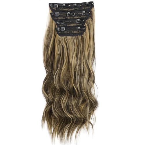 Haarstücke für Frauen, wellige Clip in Haarverlängerungen 4pcs 20 Zoll langer natürlicher Clip in Haarverlängerungen unsichtbare dicke Haarverlängerungen für Make -up, Styling, tägliche Verschleiß, H von Blogiiup