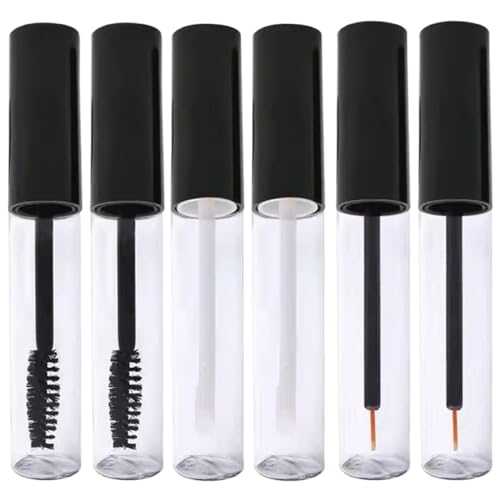 Mascara -Bürste, leere Mascara -Röhre, 6pcs 10 ml Mascara -Zauberstab, einfach zu bedienende Mascara -Röhre, klare wiederverwendbare Schönheitswerkzeuge Zubehör für Wimperncreme Kosmetikbehälterflasc von Blogiiup
