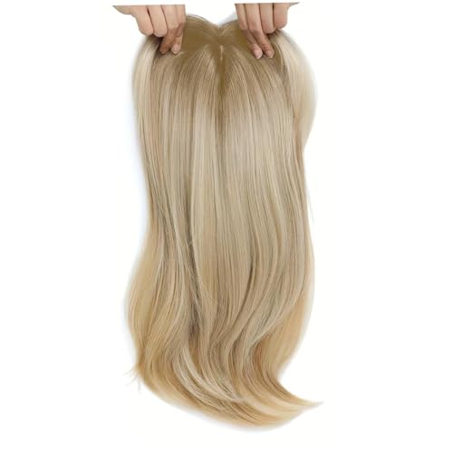 Menschlicher Hair Toper, Clip in Pony 18 in natürlichen Ombre braun blonden gebogenen Clipbonbis atmungsaktiven realistischen leichten täglichen Tragen Fake Fringe Human Hair Toper für Frauen, Clip i von Blogiiup