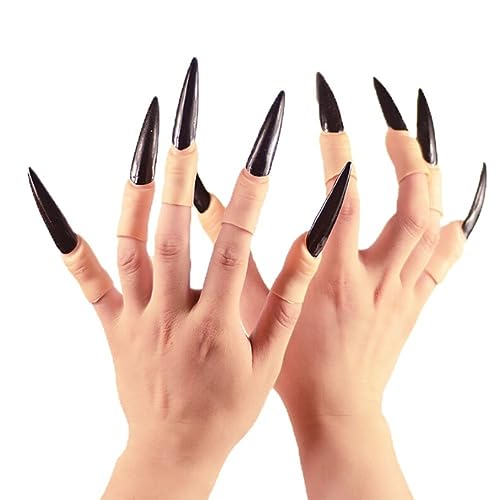 Witches Fingerkrallen, Nagelkrallen falsche Nagel 10pcs Pfeilklauen Ringe Cosplay Nagel Finger Tipps Party Halloween Prop Witch Klauen Rüstungs Finger Gothic Vampire Nails von Blogiiup