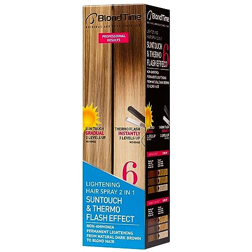 BLOND TIME Aufhellungsspray für das Haar, 2-in-1-Effekt, Suntouch & Thermo Flash, Aufhellungslotion für natürliches blondes Haar, ohne Ammoniak, 200 ml von Blond Time
