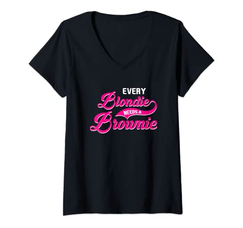 Damen Every Blondie needs a Brownie Tussi Girly Partner T-Shirt mit V-Ausschnitt von Blondie Brownie Tussi Alarm Co.