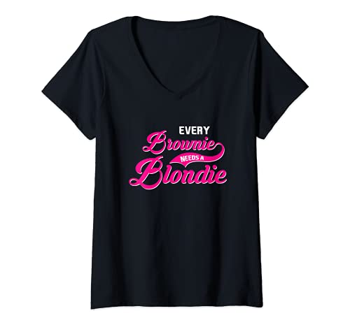 Damen Every Brownie needs a Blondie Tussi Girly Partner T-Shirt mit V-Ausschnitt von Blondie Brownie Tussi Alarm Co.