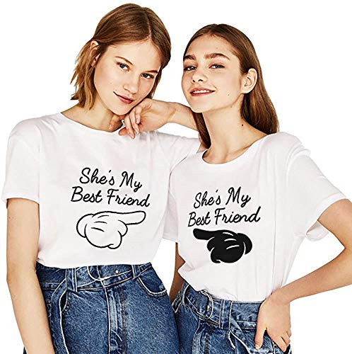 Best Friends BFF Beste Freunde T-Shirt für Mädchen - 1x Damen Tshirt Rechts Weiß XL von Blondie & Brownie