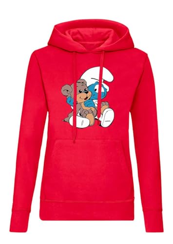 Blondie & Brownie Baby Schlumpf Damen Hoodie Pullover Rot Gr.2XL von Blondie & Brownie