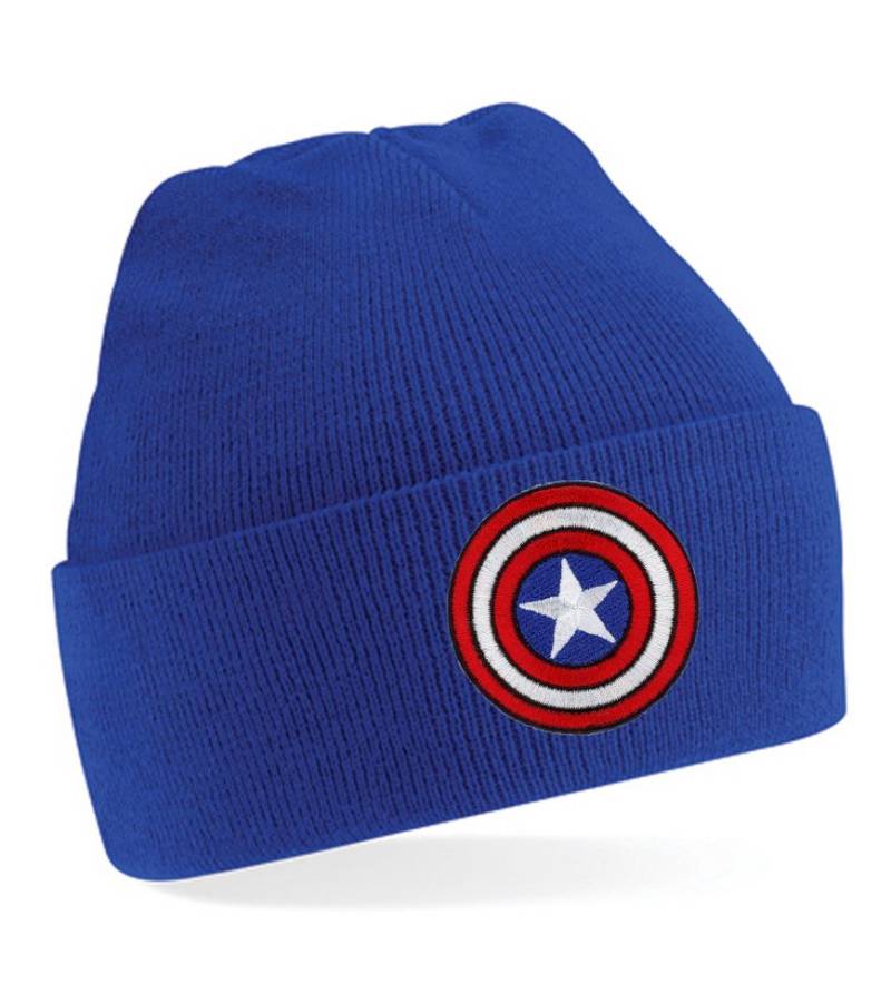 Blondie & Brownie Beanie Unisex Erwachsenen Mütze Captain America Patch Stick Avenger Marvel von Blondie & Brownie