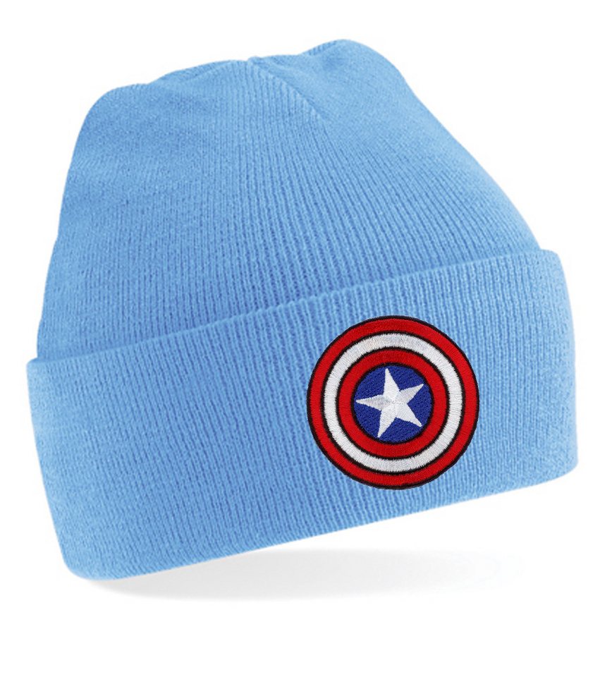 Blondie & Brownie Beanie Unisex Erwachsenen Mütze Captain America Patch Stick Avenger Marvel von Blondie & Brownie