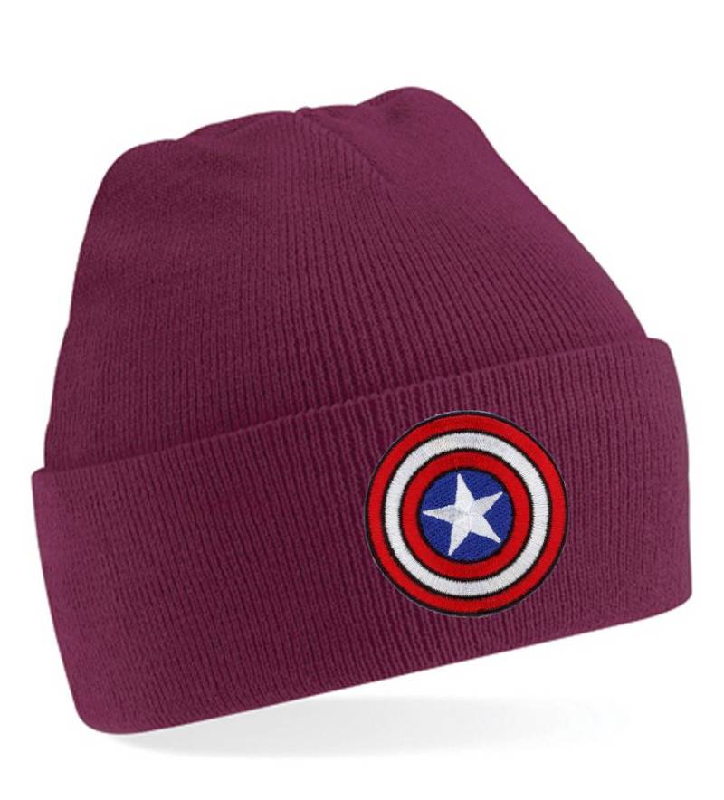 Blondie & Brownie Beanie Unisex Erwachsenen Mütze Captain America Patch Stick Avenger Marvel von Blondie & Brownie