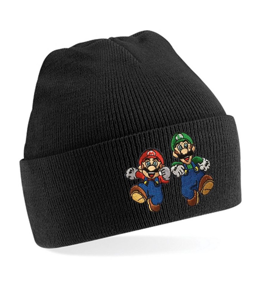 Blondie & Brownie Beanie Unisex Erwachsenen Mütze Mario und Luigi Stick Super Retro von Blondie & Brownie