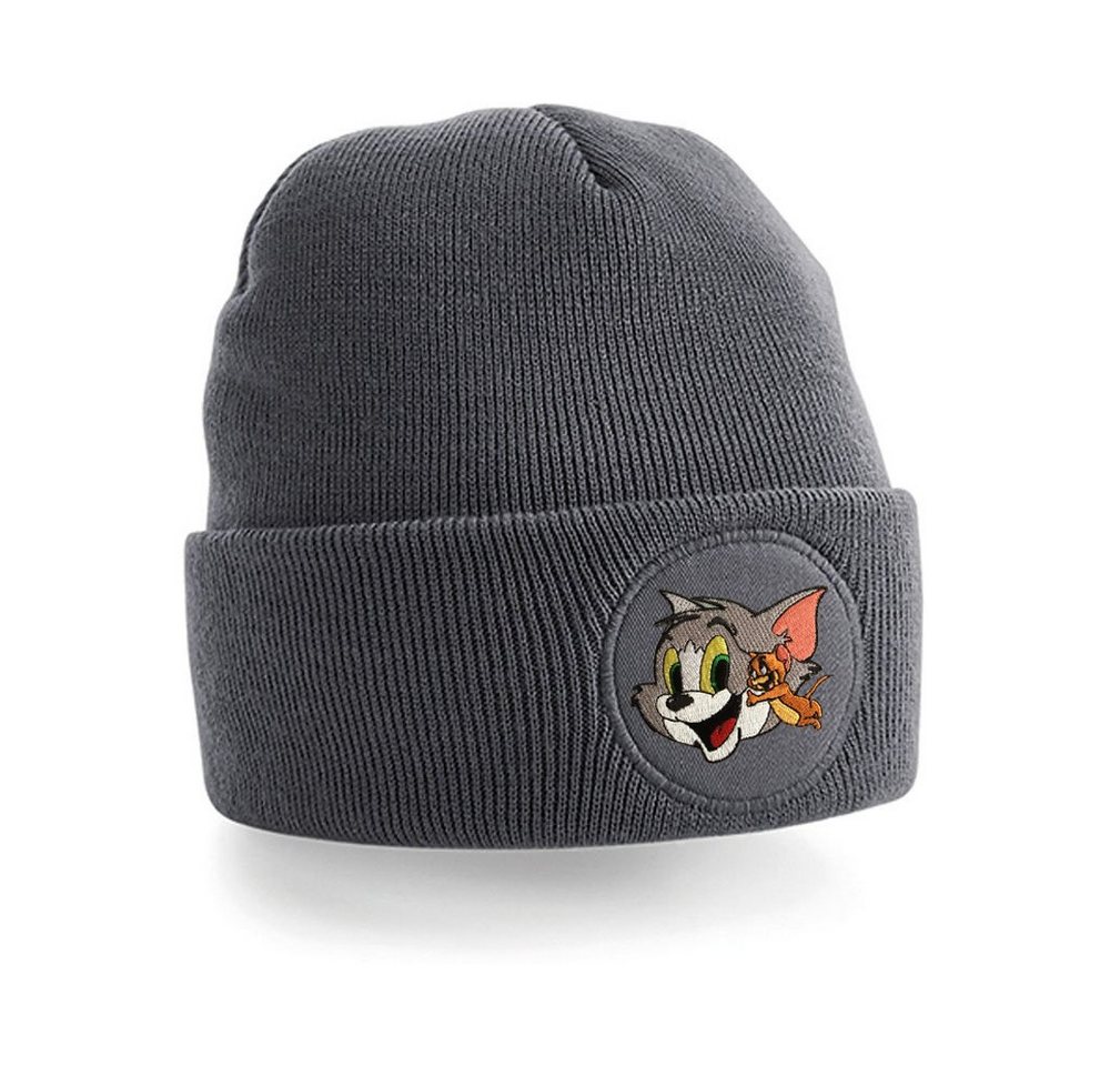 Blondie & Brownie Beanie Unisex Erwachsenen Mütze Tom Jerry Stick Patch Katze Maus Cartoon von Blondie & Brownie