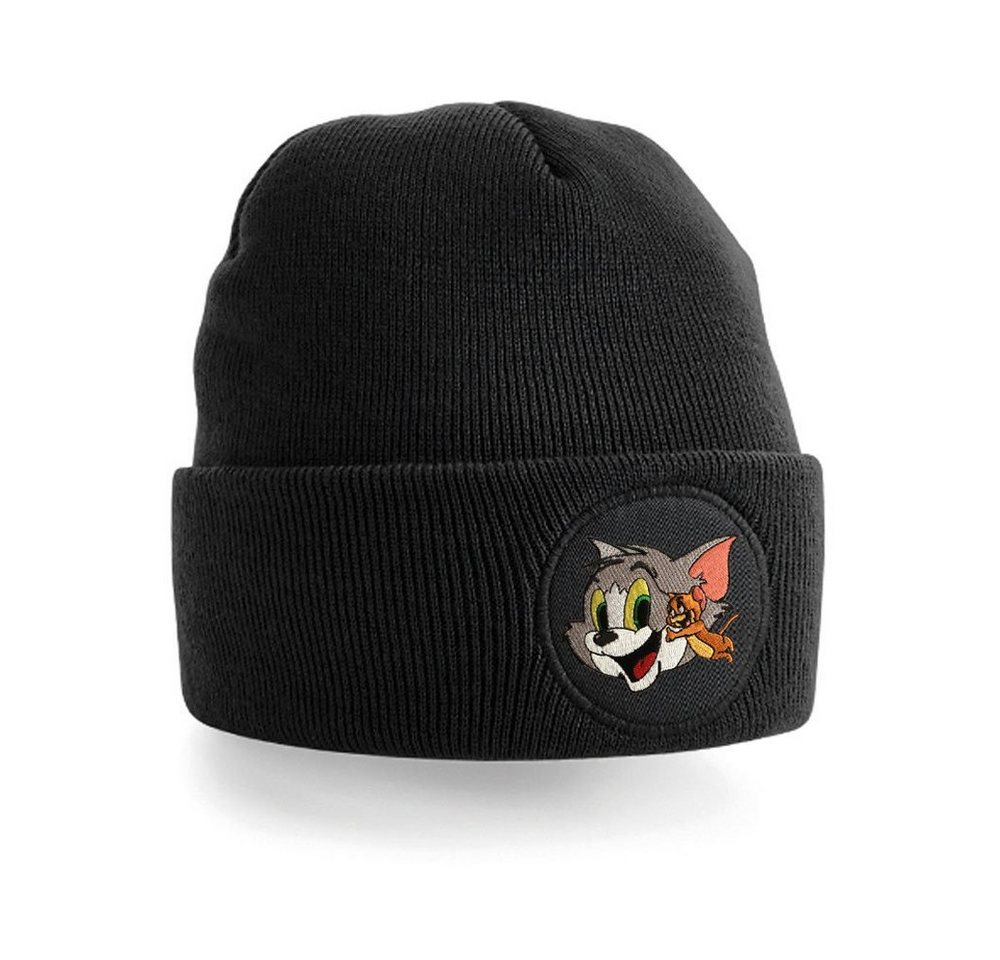 Blondie & Brownie Beanie Unisex Erwachsenen Mütze Tom Jerry Stick Patch Katze Maus Cartoon von Blondie & Brownie