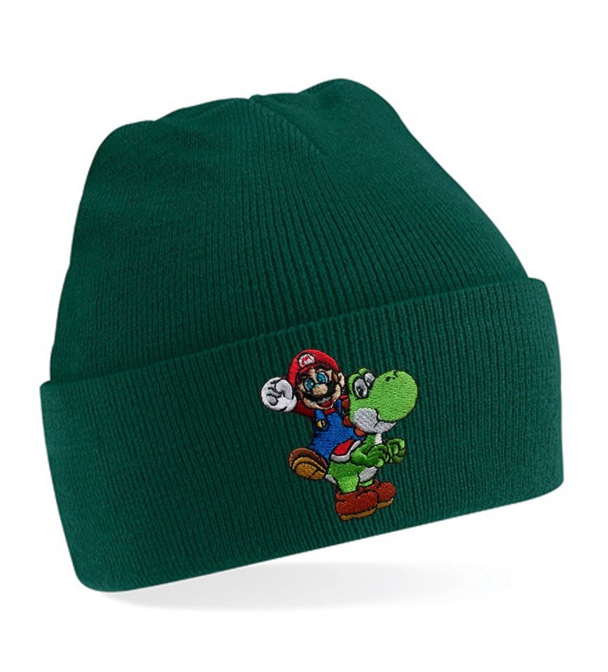 Blondie & Brownie Beanie Unisex Erwachsenen Mütze Yoshi & Mario Luigi Peach Super Retro Stick von Blondie & Brownie