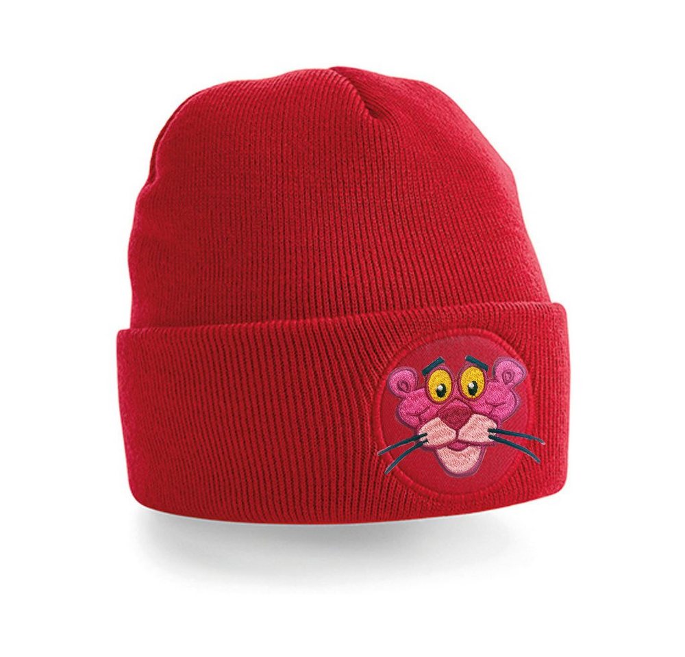 Blondie & Brownie Beanie Unisex Erwachsenen Pink Panther Paulchen Stick Patch Rosarote von Blondie & Brownie