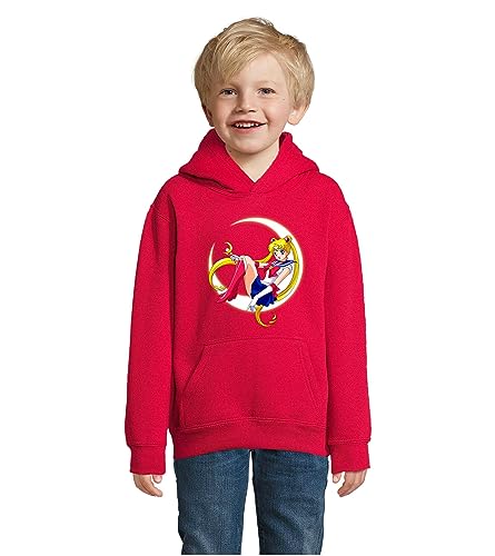 Blondie & Brownie Fun Kinder Hoodie Pullover Sailor Moon, Rot, 118/128, 8 Jahre von Blondie & Brownie