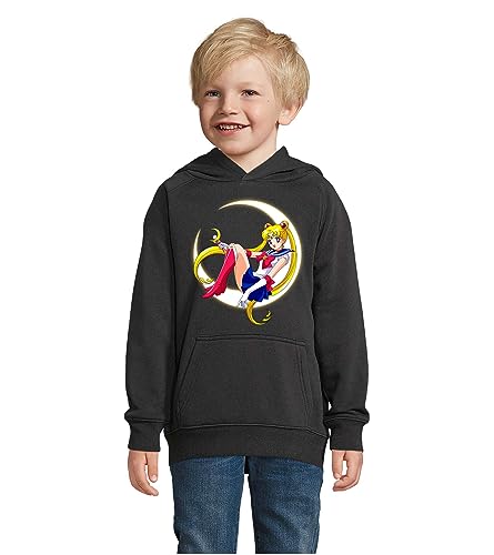 Blondie & Brownie Fun Kinder Hoodie Pullover Sailor Moon, Schwarz, 118/128, 8 Jahre von Blondie & Brownie