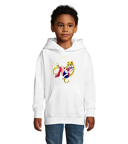 Blondie & Brownie Fun Kinder Hoodie Pullover Sailor Moon, Weiß, 130/140, 10 Jahre von Blondie & Brownie