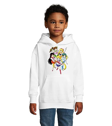 Blondie & Brownie Fun Kinder Hoodie Pullover Sailor Moon Friends, Weiß, 130/140, 10 Jahre von Blondie & Brownie