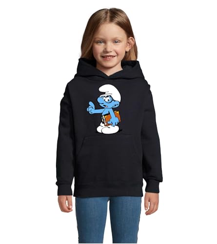 Blondie & Brownie Fun Kinder Hoodie Pullover Schlaubi Schlumpf, Navyblau, 106/116, 6 Jahre von Blondie & Brownie