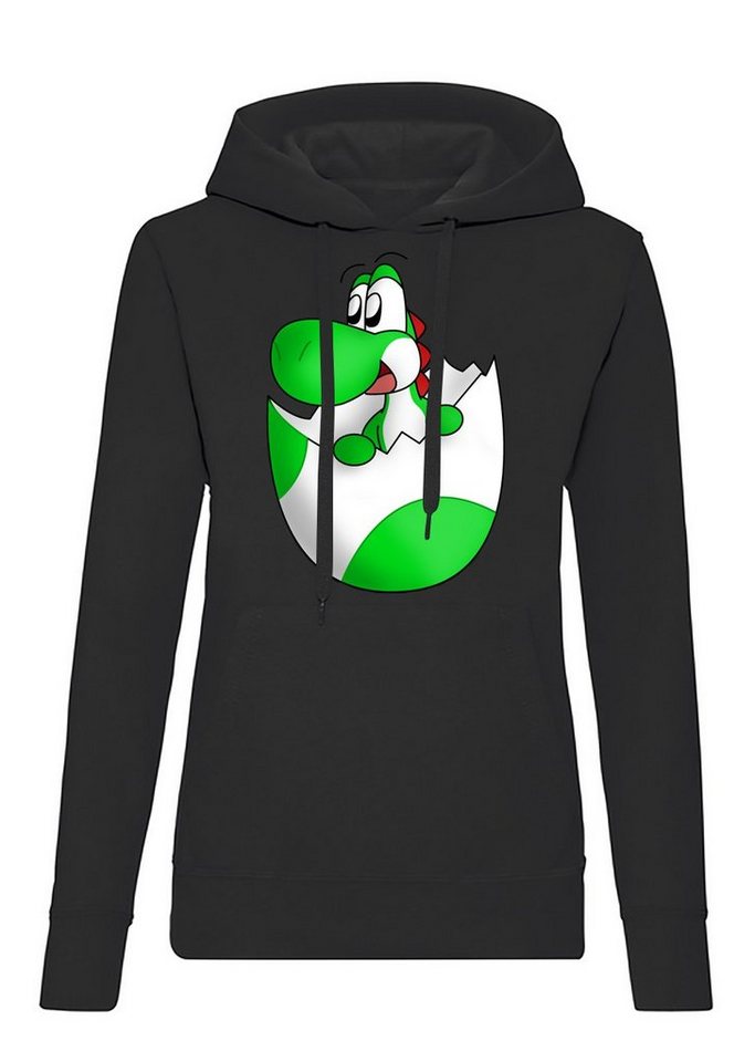 Blondie & Brownie Hoodie Damen Baby Yoshi Ei Mario Super Retro Konsole Gaming mit Kapuze von Blondie & Brownie