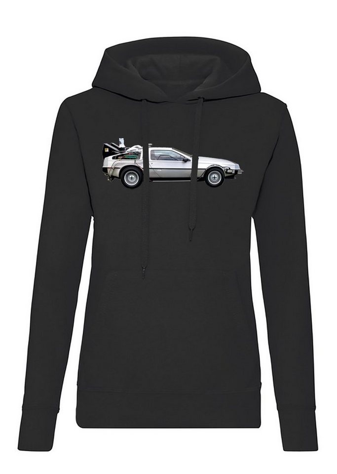 Blondie & Brownie Hoodie Damen Delorean Auto Zukunftsreise Zukunft Zeitmaschine mit Kapuze von Blondie & Brownie