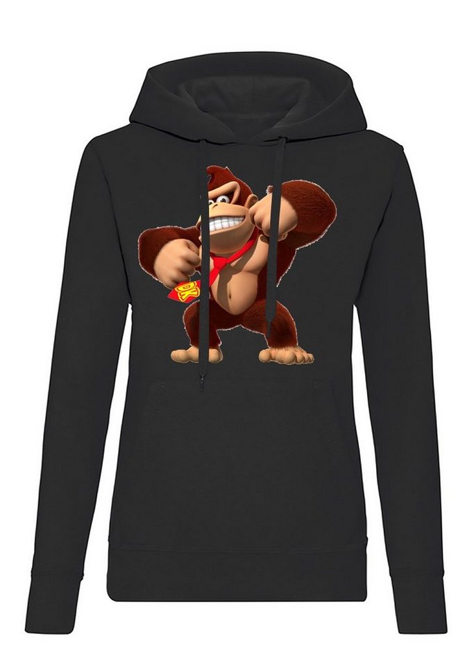 Blondie & Brownie Hoodie Damen Donkey Kong Gorilla Affe Retro Konsole mit Kapuze von Blondie & Brownie