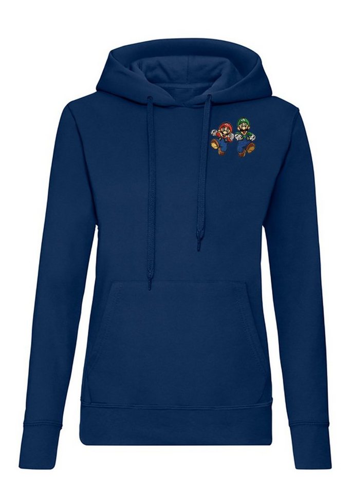 Blondie & Brownie Hoodie Damen Mario & Luigi Brust Stick Yoshi Bowser Gaming Retro mit Kapuze, bestickt von Blondie & Brownie