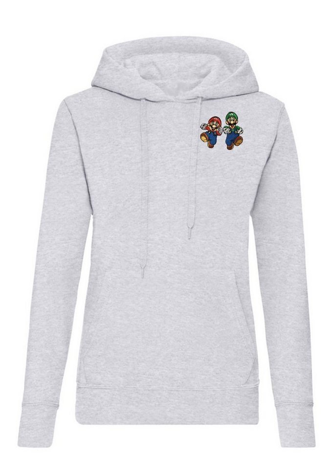 Blondie & Brownie Hoodie Damen Mario & Luigi Brust Stick Yoshi Bowser Gaming Retro mit Kapuze, bestickt von Blondie & Brownie