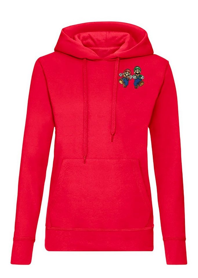 Blondie & Brownie Hoodie Damen Mario & Luigi Brust Stick Yoshi Bowser Gaming Retro mit Kapuze, bestickt von Blondie & Brownie