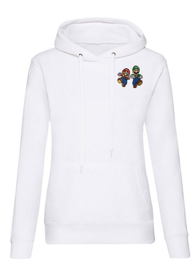 Blondie & Brownie Hoodie Damen Mario & Luigi Brust Stick Yoshi Bowser Gaming Retro mit Kapuze, bestickt von Blondie & Brownie