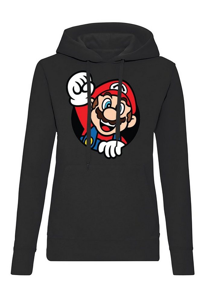 Blondie & Brownie Hoodie Damen Super Mario Faust Konsole Gamer Gaming Spiel Retro mit Kapuze von Blondie & Brownie