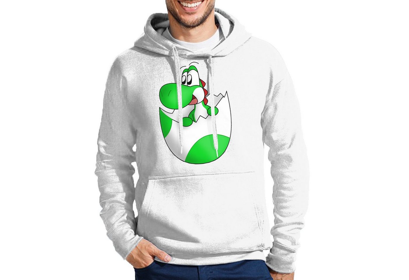 Blondie & Brownie Hoodie Herren Baby Yoshi Ei Mario Super Retro Konsole Gaming mit Kapuze von Blondie & Brownie