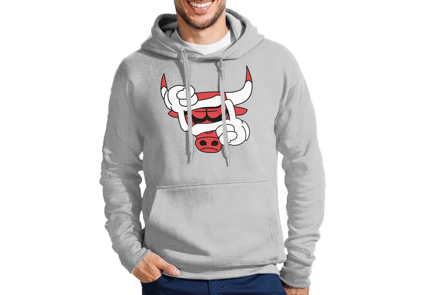 Blondie & Brownie Hoodie Herren Bulls Eye Auge Stier Bullen Pullover Mit Kapuze von Blondie & Brownie