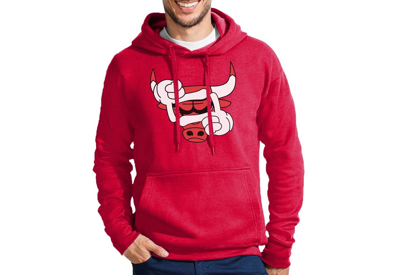 Blondie & Brownie Hoodie Herren Bulls Eye Auge Stier Bullen Pullover Mit Kapuze von Blondie & Brownie