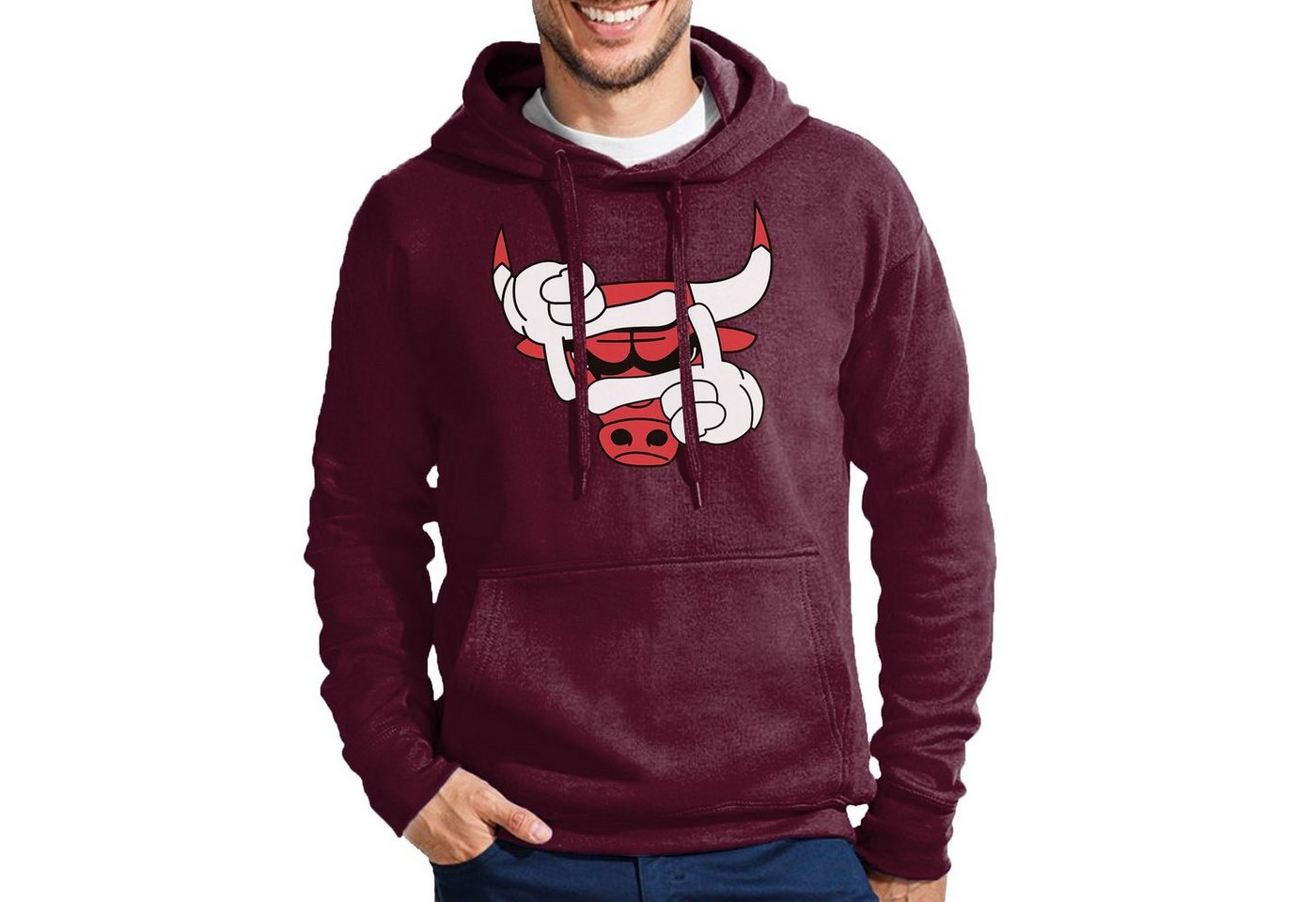 Blondie & Brownie Hoodie Herren Bulls Eye Auge Stier Bullen Pullover Mit Kapuze von Blondie & Brownie