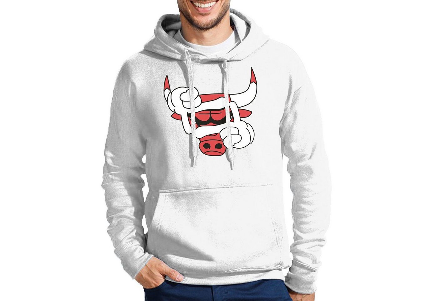 Blondie & Brownie Hoodie Herren Bulls Eye Auge Stier Bullen Pullover Mit Kapuze von Blondie & Brownie