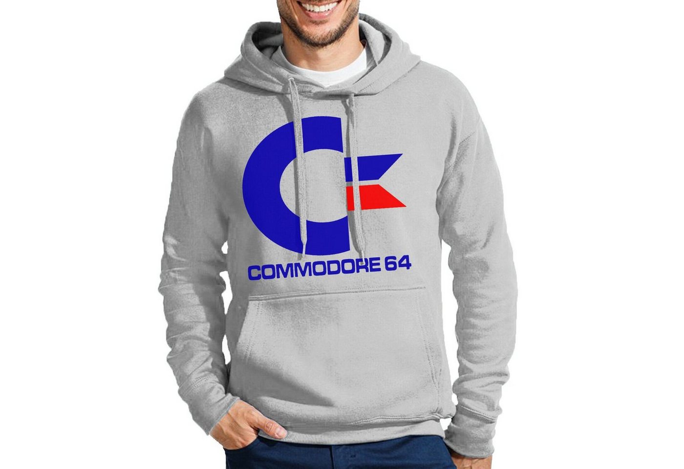 Blondie & Brownie Hoodie Herren Commodore 64 Konsole Amige Super Retro Mit Kapuze von Blondie & Brownie