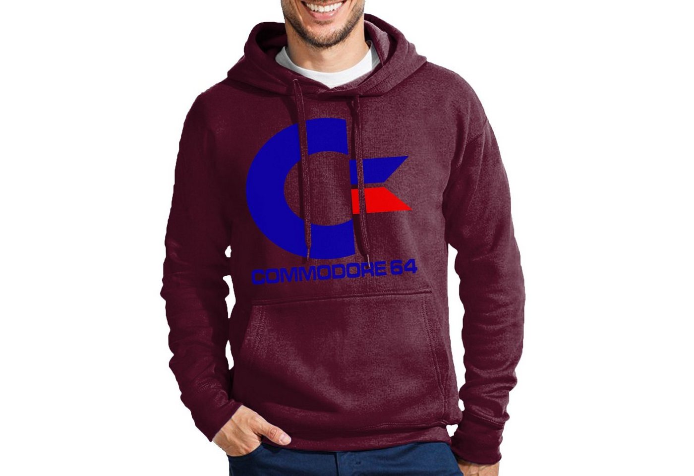 Blondie & Brownie Hoodie Herren Commodore 64 Konsole Amige Super Retro Mit Kapuze von Blondie & Brownie