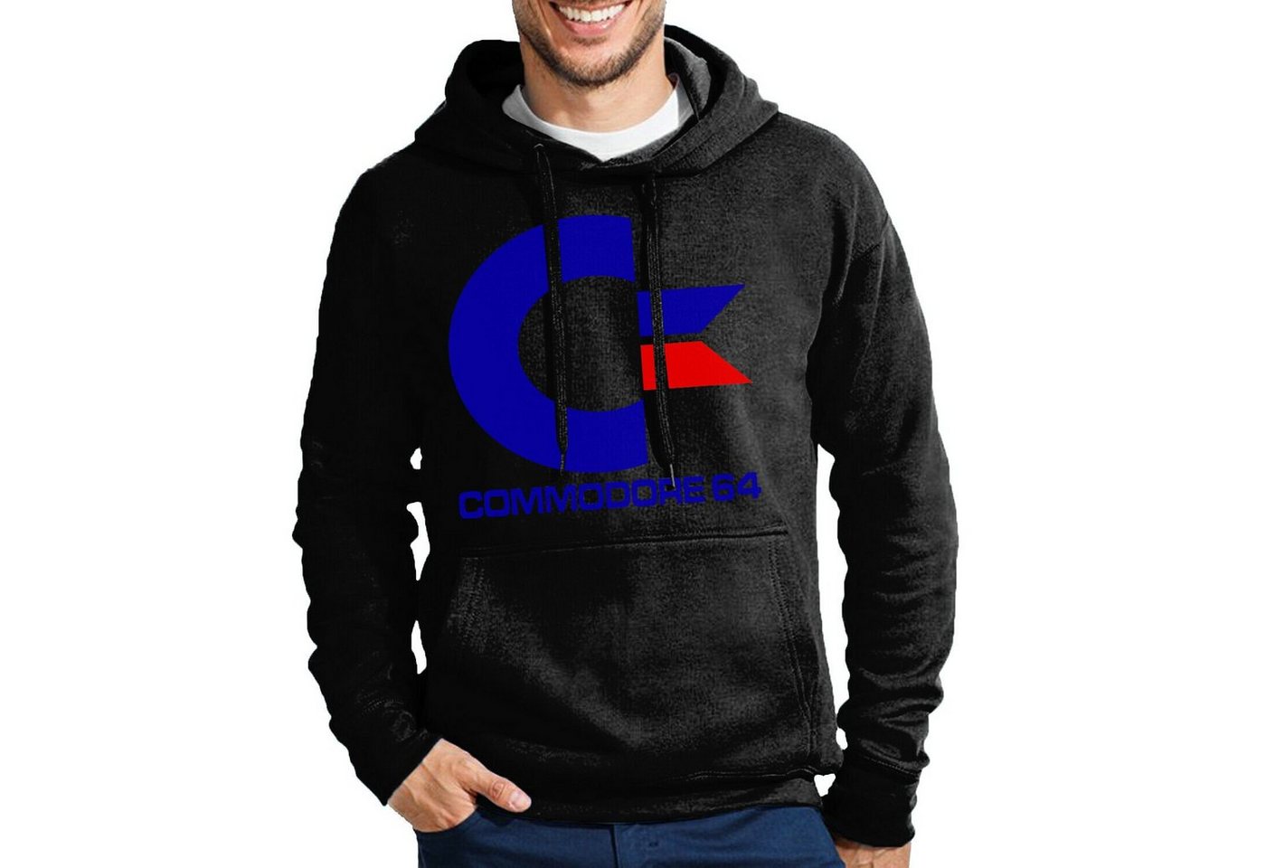 Blondie & Brownie Hoodie Herren Commodore 64 Konsole Amige Super Retro Mit Kapuze von Blondie & Brownie