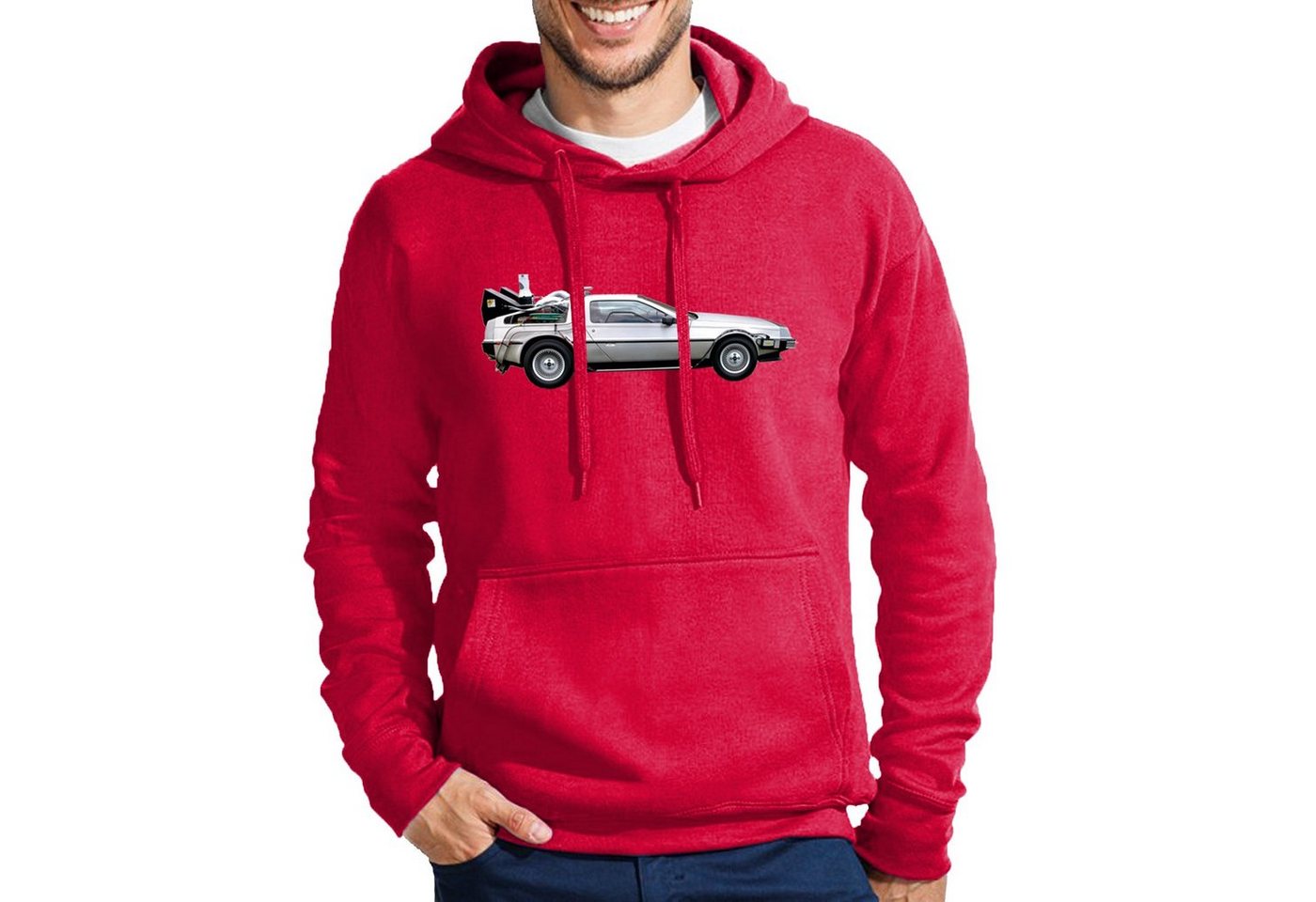 Blondie & Brownie Hoodie Herren Delorean Auto Zukunftsreise Zukunft Zeitmaschine mit Kapuze von Blondie & Brownie