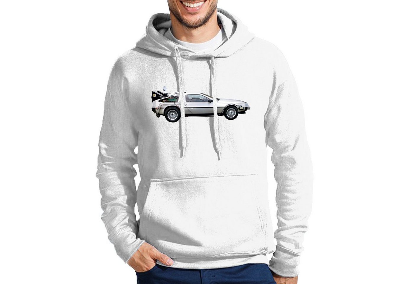 Blondie & Brownie Hoodie Herren Delorean Auto Zukunftsreise Zukunft Zeitmaschine mit Kapuze von Blondie & Brownie