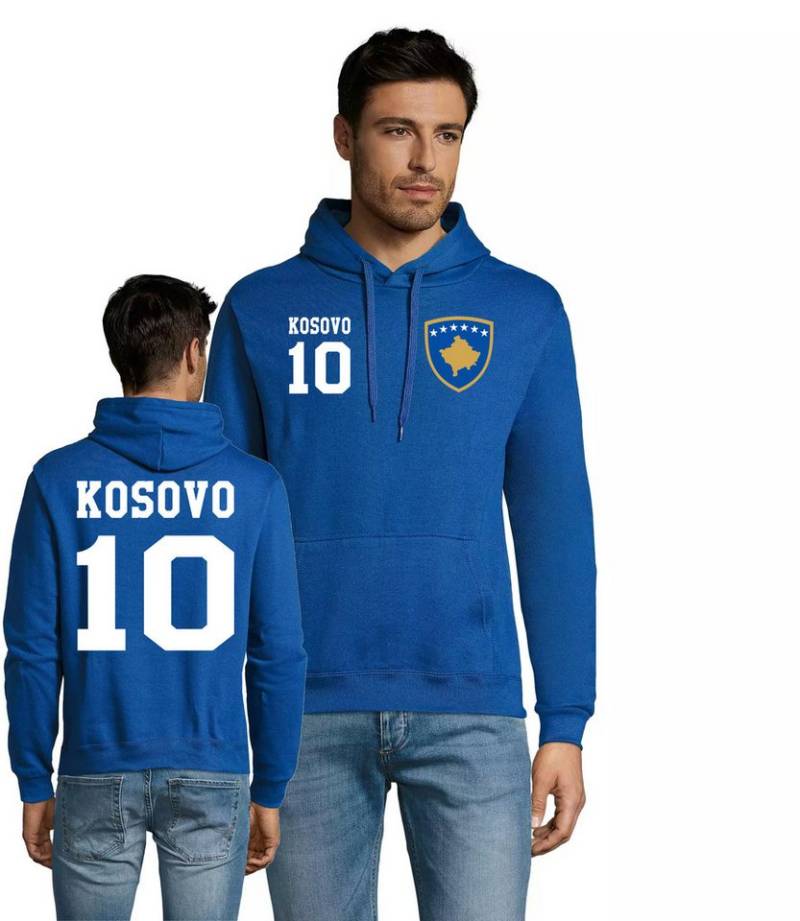 Blondie & Brownie Hoodie Herren Kosovo 10 Sport Hoodie Pullover Trikot Fußball Mit Kapuze von Blondie & Brownie