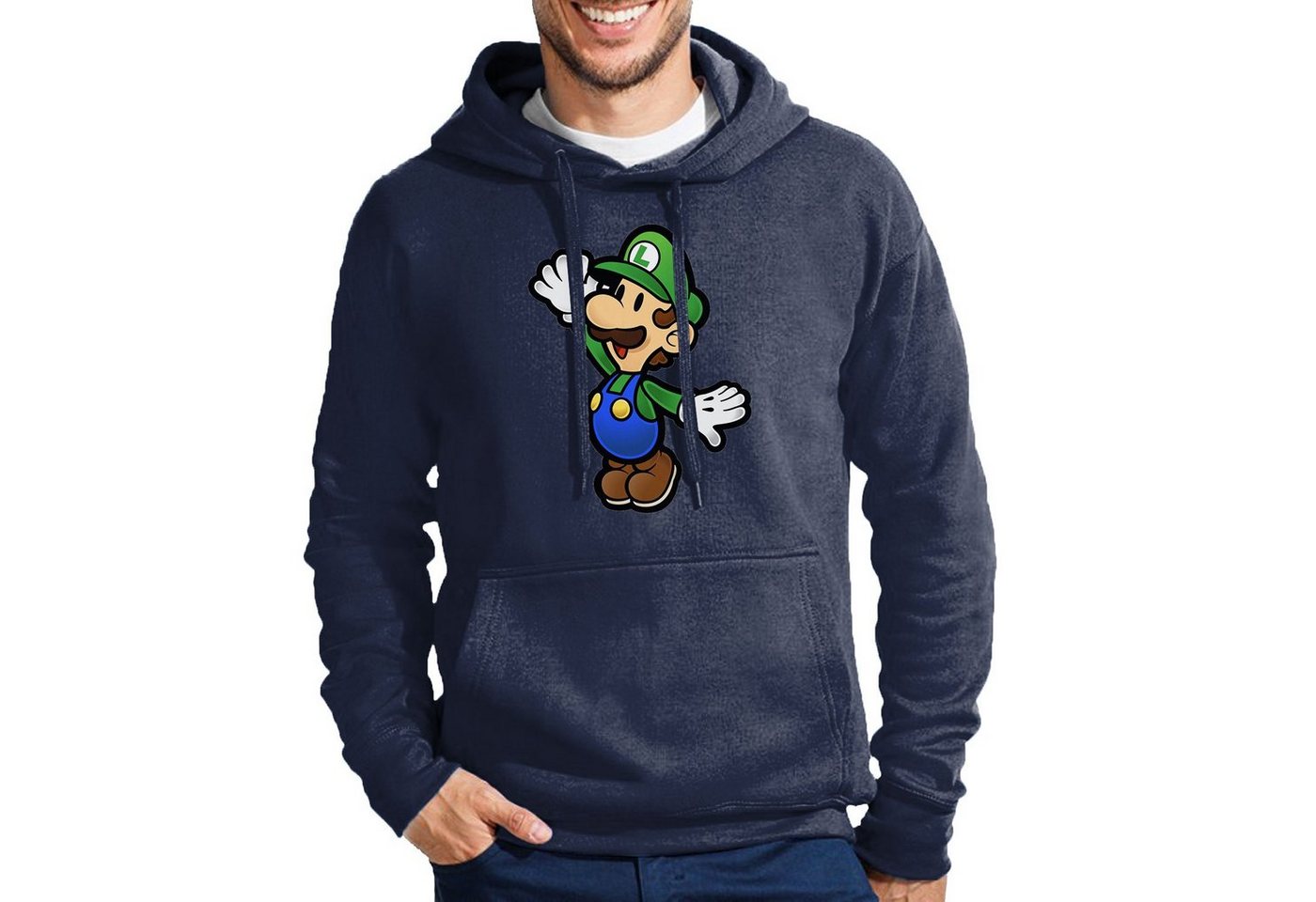 Blondie & Brownie Hoodie Herren Luigi Retro Konsole Mario Peach Yoshi Gaming Mit Kapuze von Blondie & Brownie