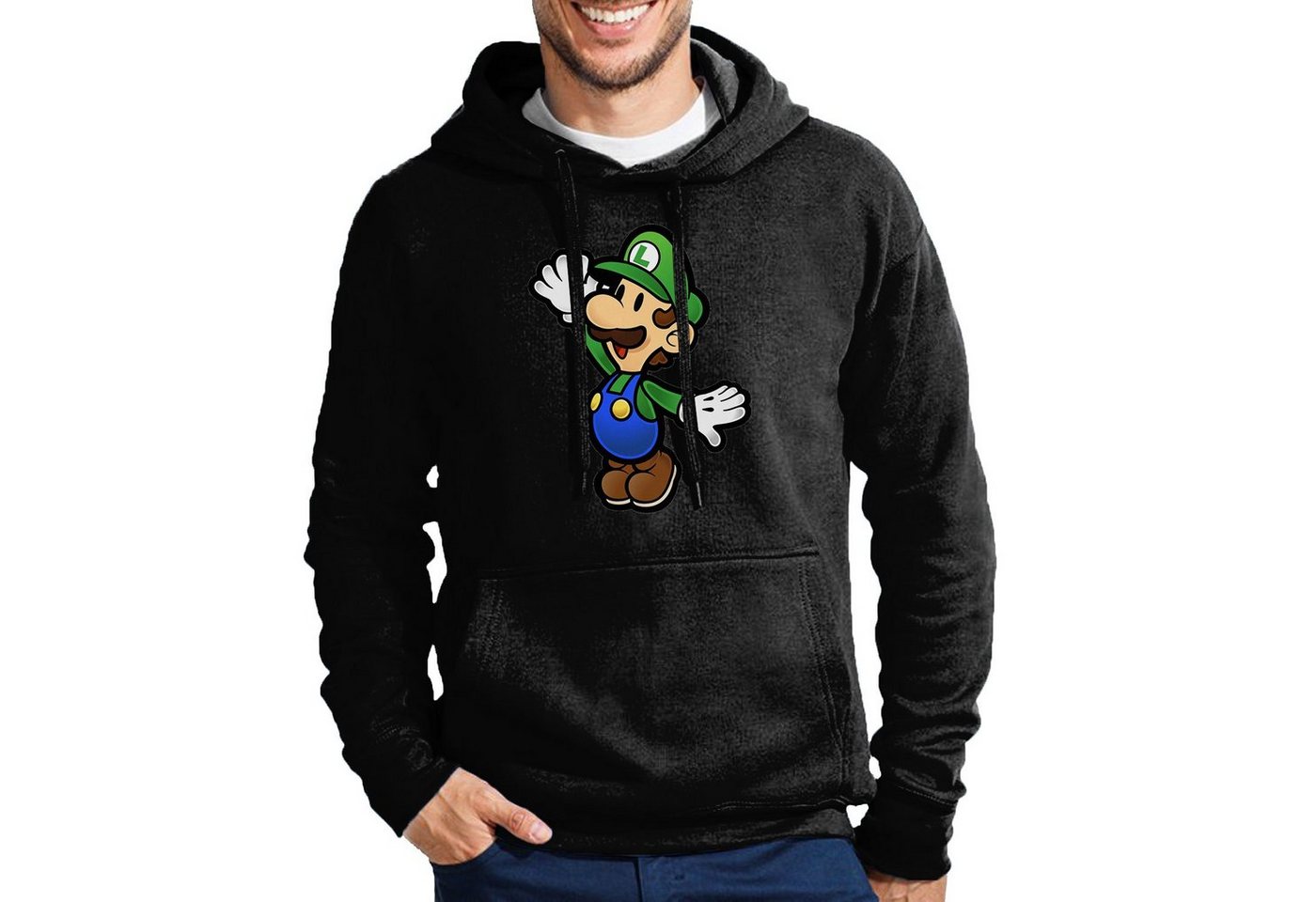 Blondie & Brownie Hoodie Herren Luigi Retro Konsole Mario Peach Yoshi Gaming Mit Kapuze von Blondie & Brownie