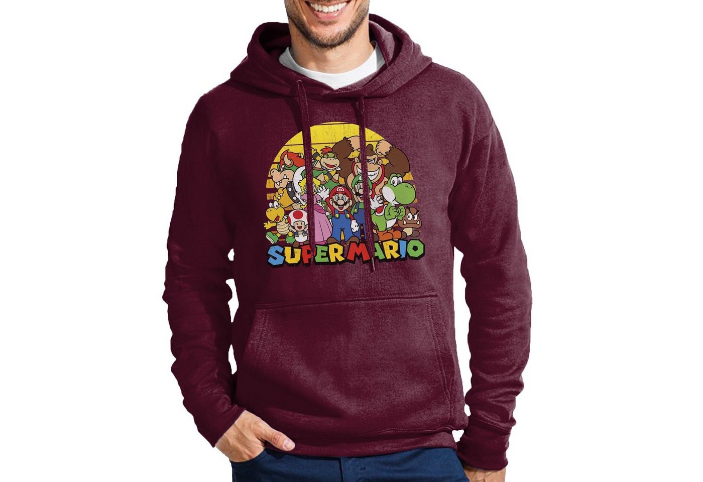 Blondie & Brownie Hoodie Herren Mario Friends Sun Luigi Yoshi Peach Super Retro Konsole Mit Kapuze von Blondie & Brownie