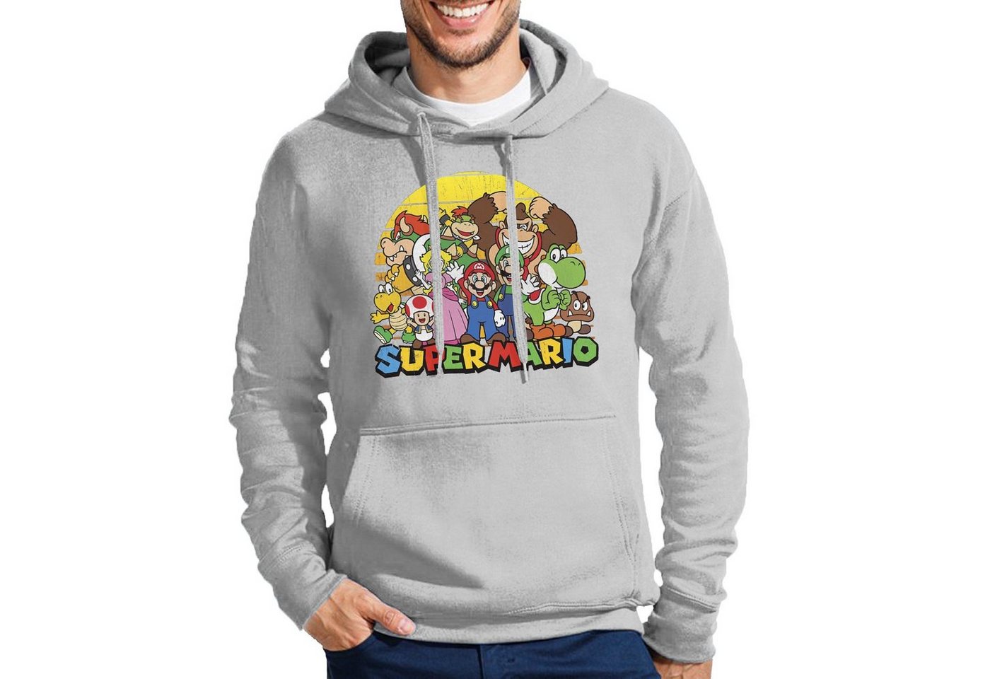 Blondie & Brownie Hoodie Herren Mario Friends Sun Luigi Yoshi Peach Super Retro Konsole Mit Kapuze von Blondie & Brownie