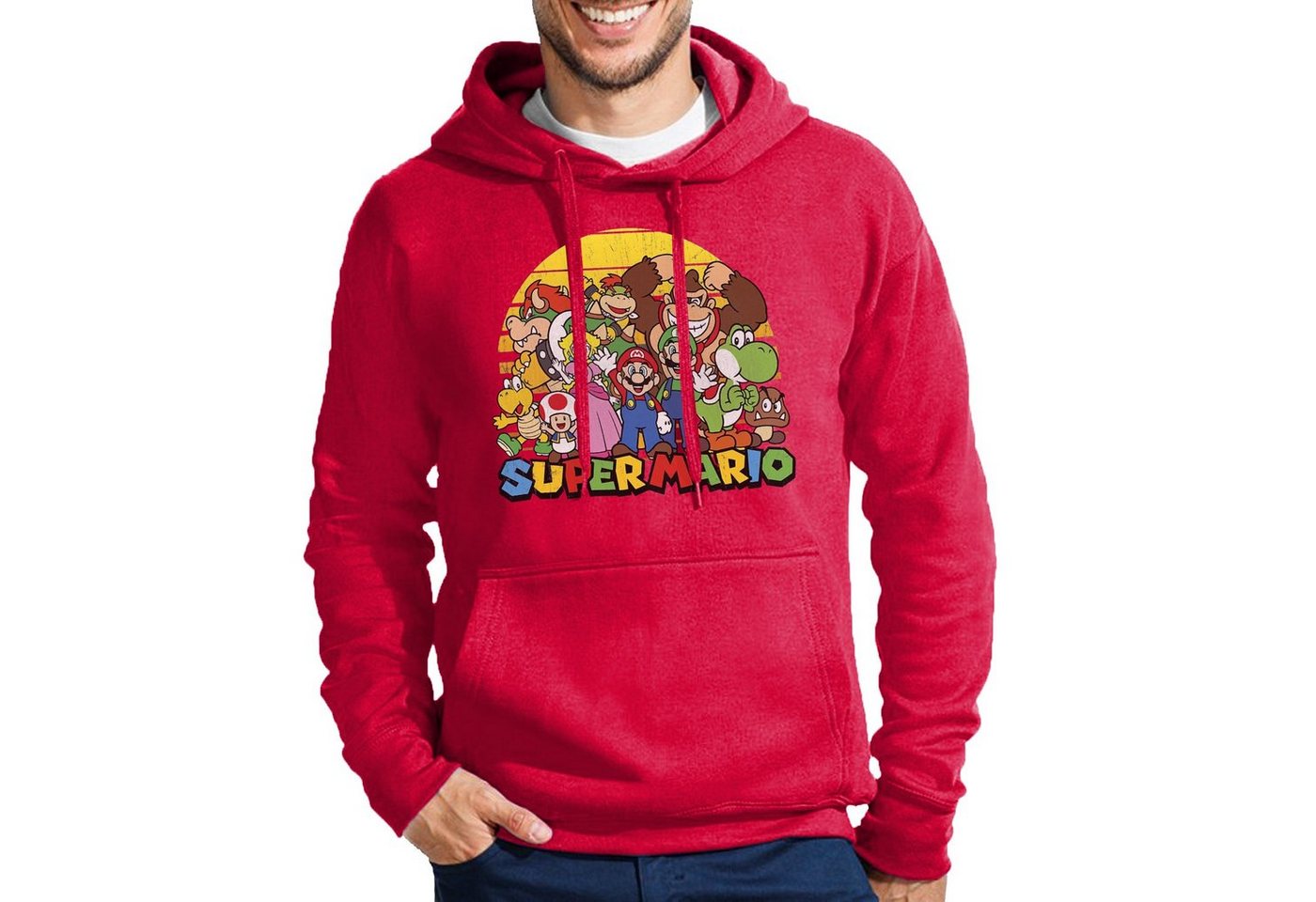 Blondie & Brownie Hoodie Herren Mario Friends Sun Luigi Yoshi Peach Super Retro Konsole Mit Kapuze von Blondie & Brownie