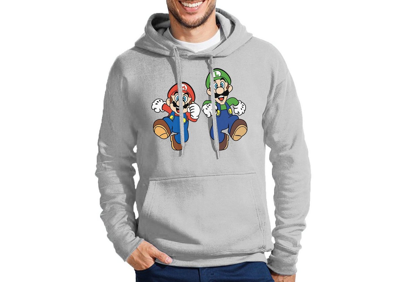 Blondie & Brownie Hoodie Herren Mario & Luigi Super Retro Konsole Super Luigi Mit Kapuze von Blondie & Brownie