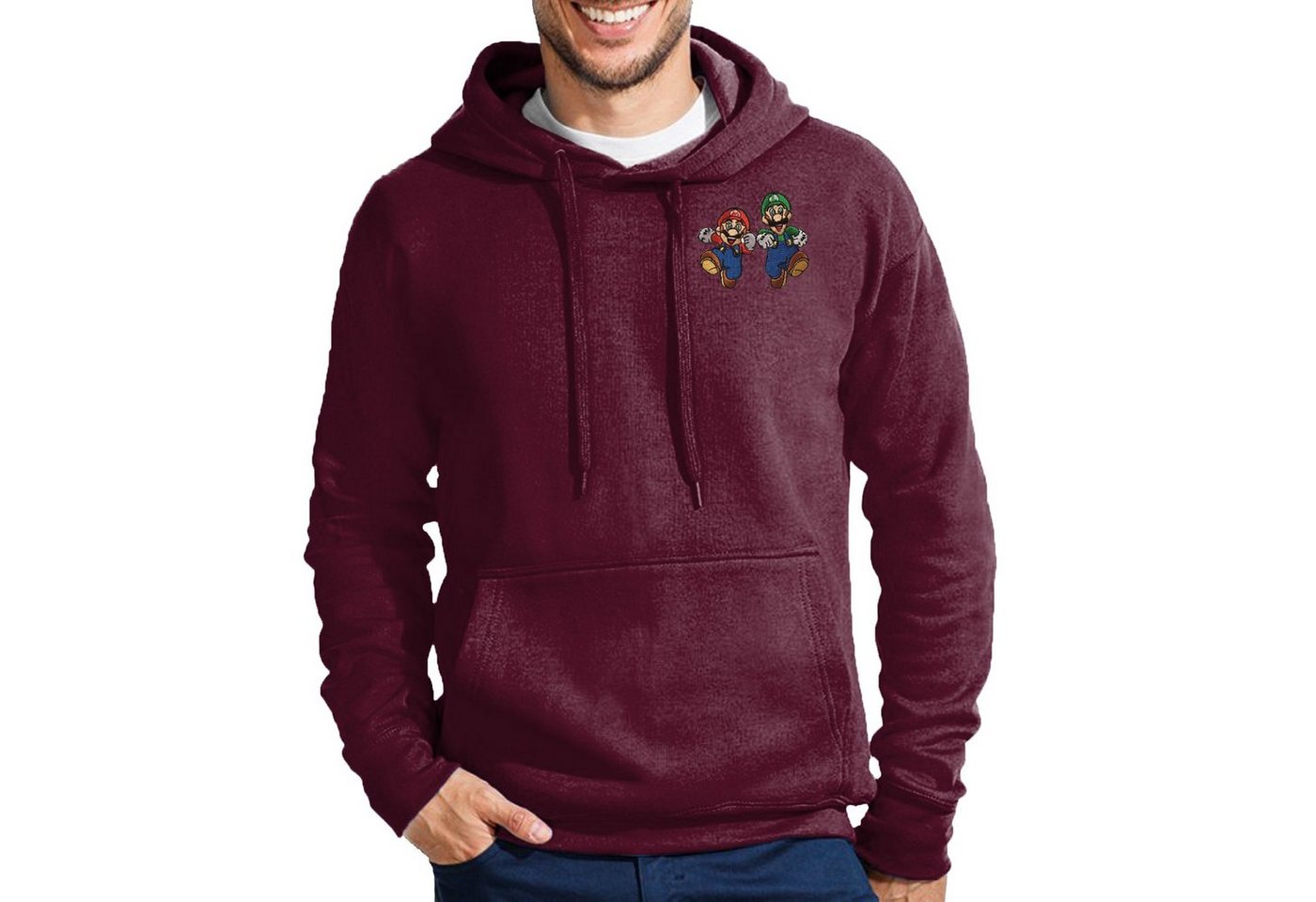 Blondie & Brownie Hoodie Herren Mario & Luigi Brust Stick Retro Peach Gaming Yoshi mit Kapuze, bestickt von Blondie & Brownie