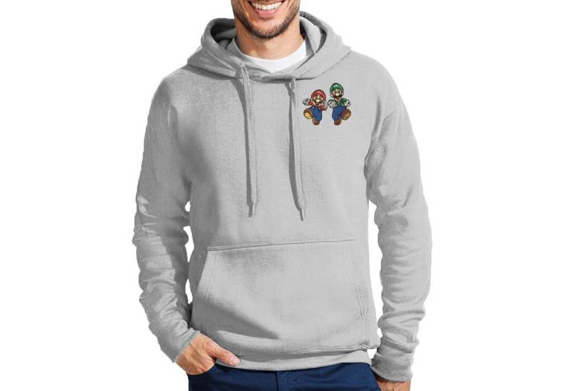 Blondie & Brownie Hoodie Herren Mario & Luigi Brust Stick Retro Peach Gaming Yoshi Mit Kapuze, Bestickt von Blondie & Brownie